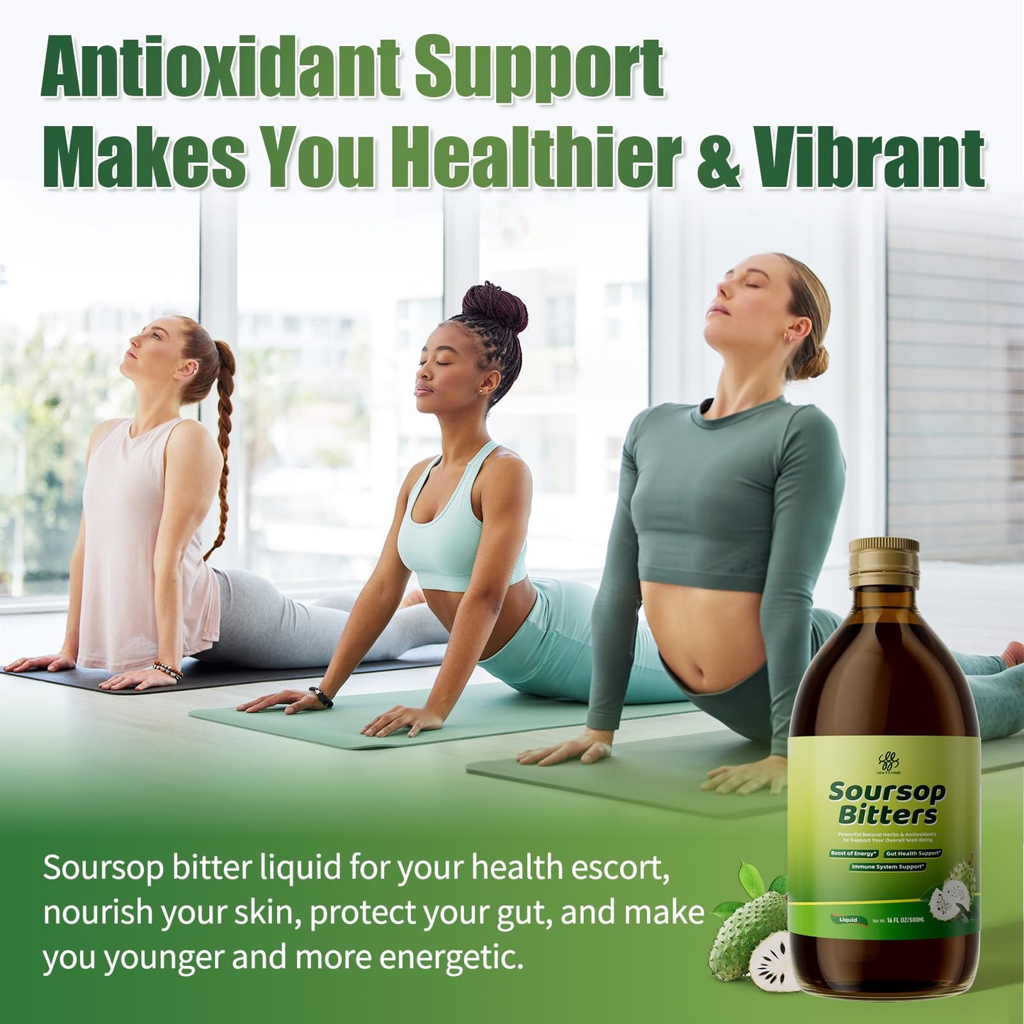 Soursop Bitters Liquid for Digestive Health,Gut Detox&Cleanse,Antioxidant,Immune Support,Skin Health-Pure 15 Herb Guanabana Tea with Black Seed,Moringa & Turmeric - dailyvitalstore