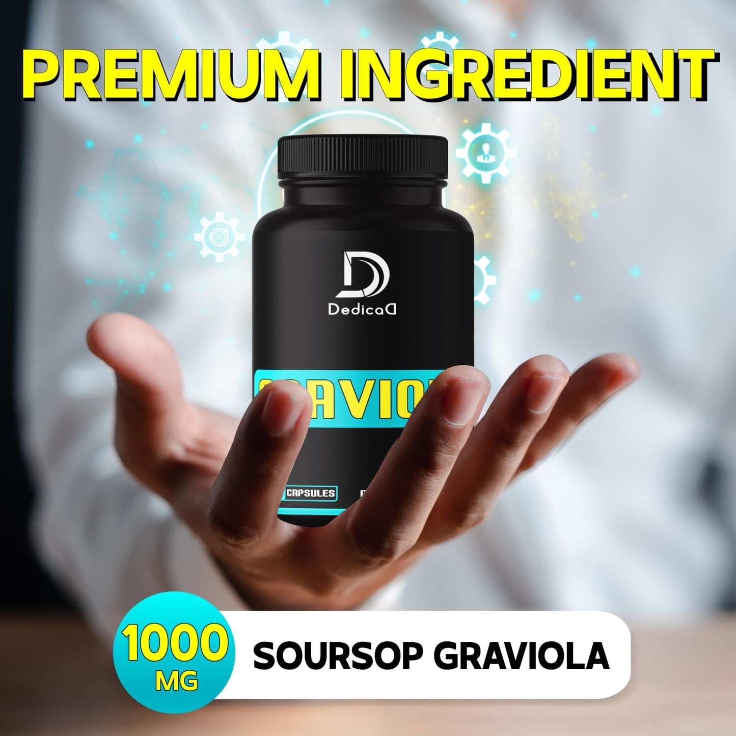 Soursop Graviola Leaves Capsules - Soursop Fruit Advanced - 210 Counts for 105 Servings - dailyvitalstore