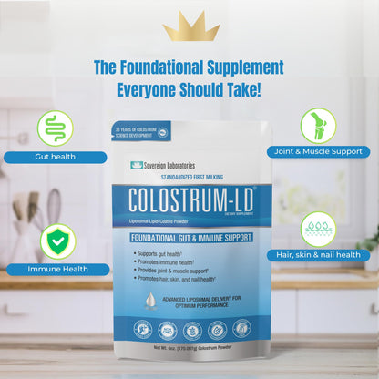 Sovereign Laboratories Colostrum-LD Powder | Unflavored | Liposomal Delivery, Max Absorption | 6 oz/ 34 Servings - dailyvitalstore