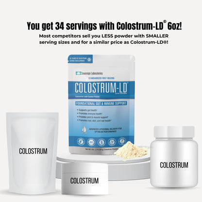 Sovereign Laboratories Colostrum-LD Powder | Unflavored | Liposomal Delivery, Max Absorption | 6 oz/ 34 Servings - dailyvitalstore