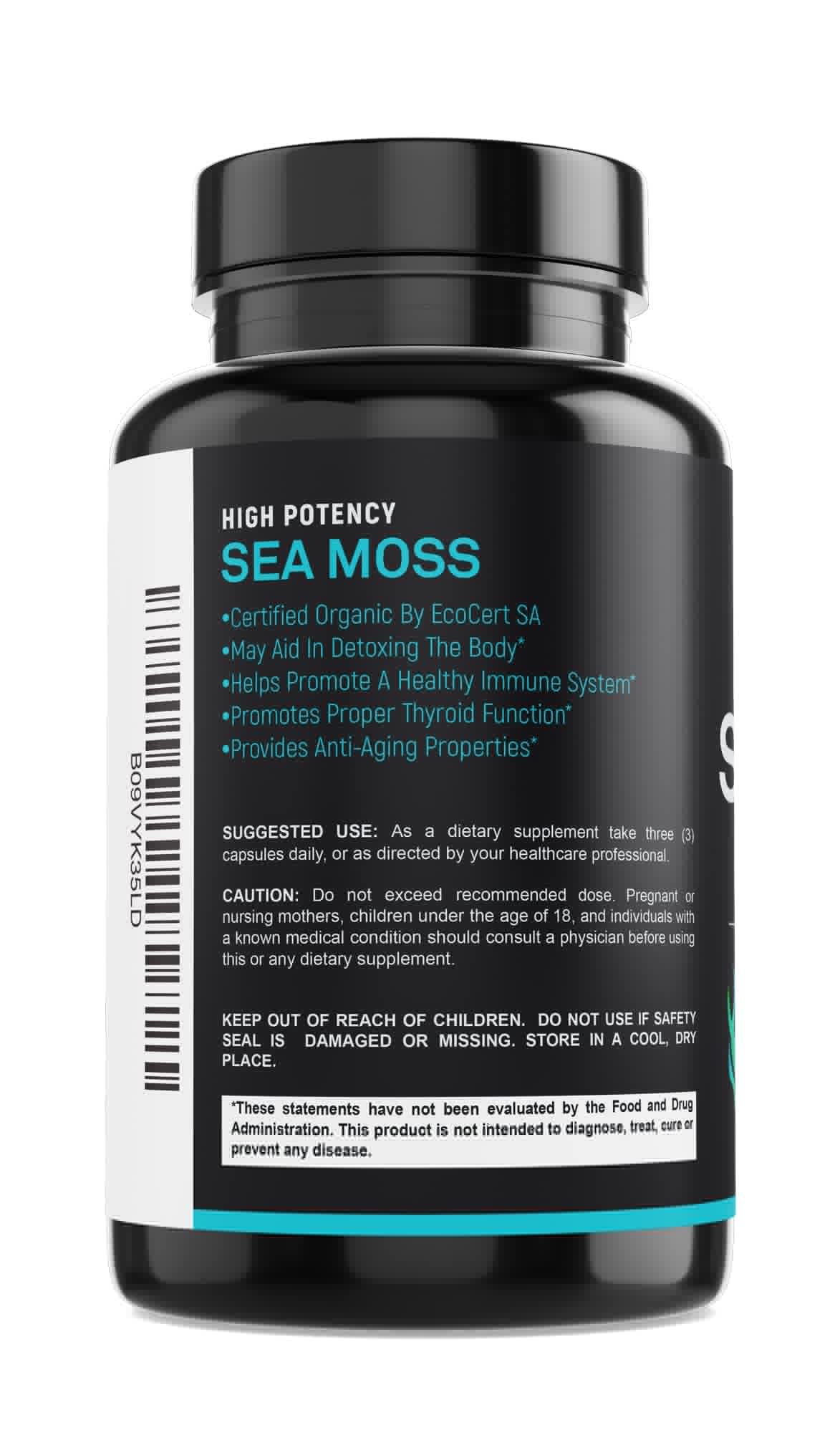 SPARTIS Certified Organic Sea Moss Capsules 2250mg Wildcrafted Irish Sea Moss Burdock Root Bladderwrack Supplement Raw Seamoss Pills & Powder (Pack of 1 at 180-Caps) - dailyvitalstore