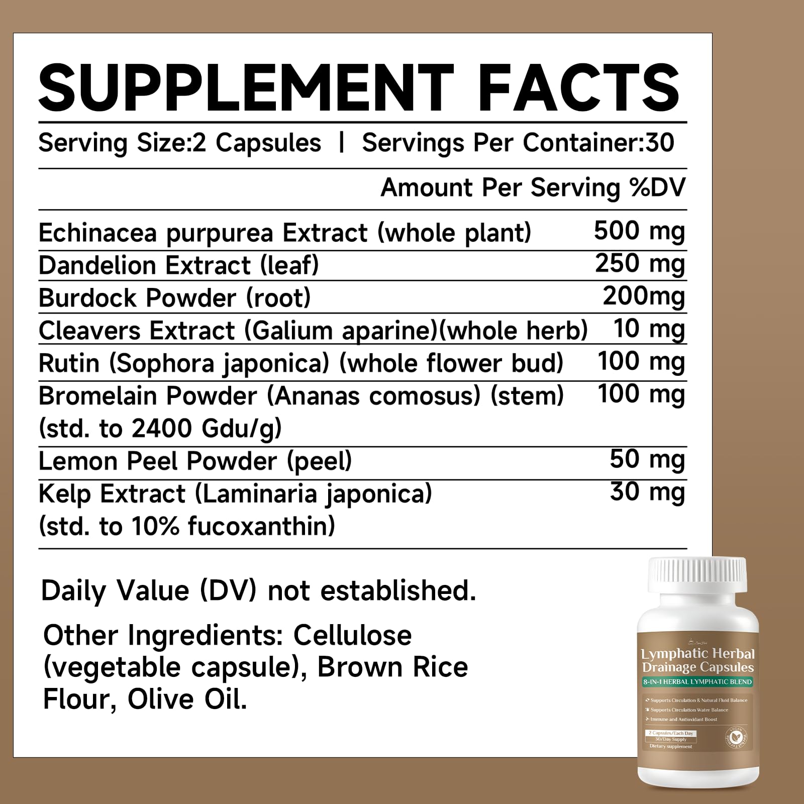 SpenHerb Lymphatic Drainage Capsules Supplements, 8-in-1 Herbal Lymphatic Blend Support Circulation and Natural Fluid Balance, Non-GMO Pure,60 Capsules/1 Pack - dailyvitalstore