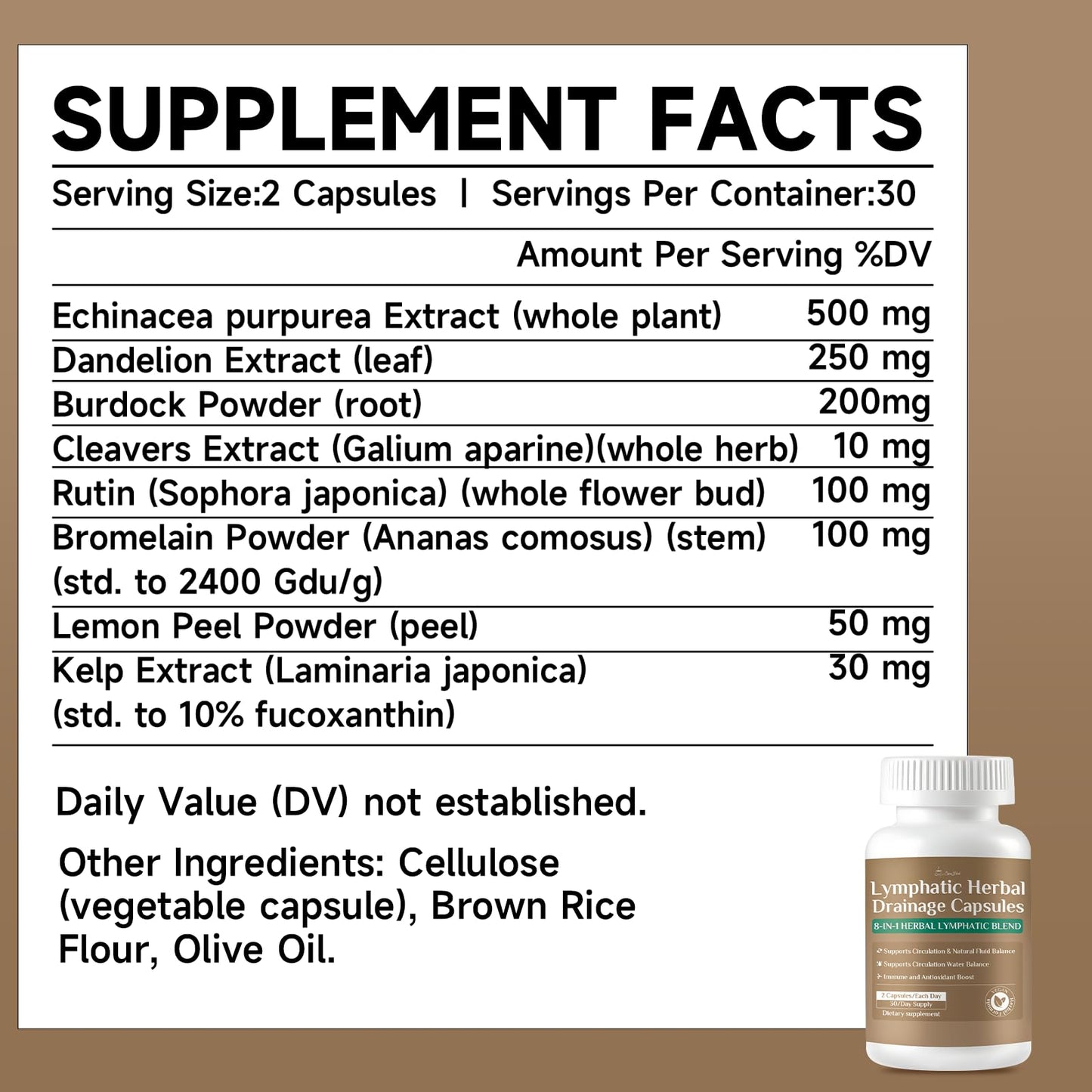 SpenHerb Lymphatic Drainage Capsules Supplements, 8-in-1 Herbal Lymphatic Blend Support Circulation and Natural Fluid Balance, Non-GMO Pure,60 Capsules/1 Pack - dailyvitalstore