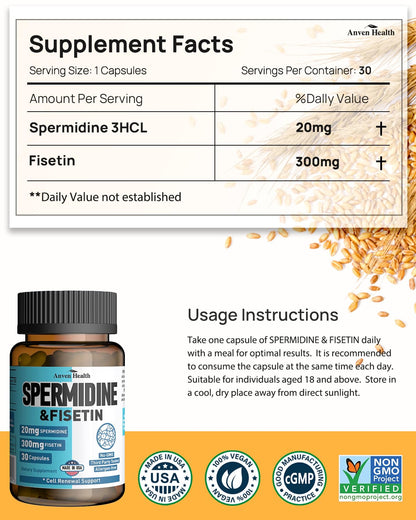 Spermidine 20mg + Fisetin 300mg + Akkermansia for Women丨Cellular Renewal, Metabolic & Gut Health - dailyvitalstore