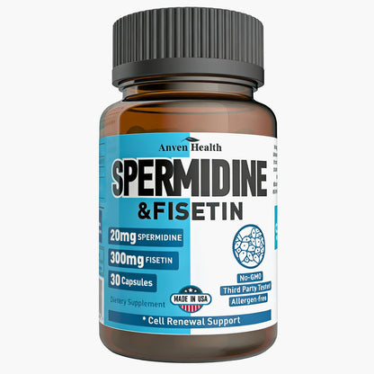 Spermidine & Fisetin Supplement - 20mg of 99% Spermidine Per Serving, 3HCL & 300mg Fisetin for Women Men Cell Renewal, Aging Defense & Longevity, Gluten Free, Non-GMO, Made in USA | 30 Veggie Caps - dailyvitalstore
