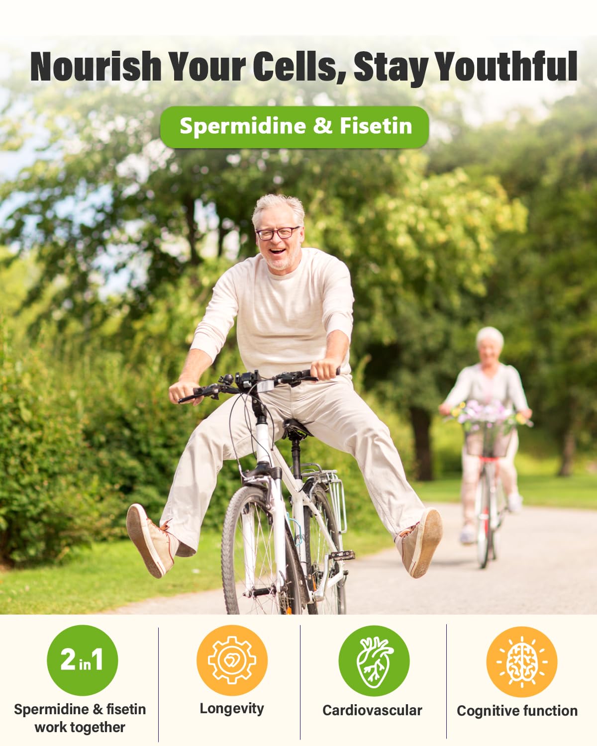 Spermidine & Fisetin Supplement - 20mg of 99% Spermidine Per Serving, 3HCL & 300mg Fisetin for Women Men Cell Renewal, Aging Defense & Longevity, Gluten Free, Non-GMO, Made in USA | 30 Veggie Caps - dailyvitalstore