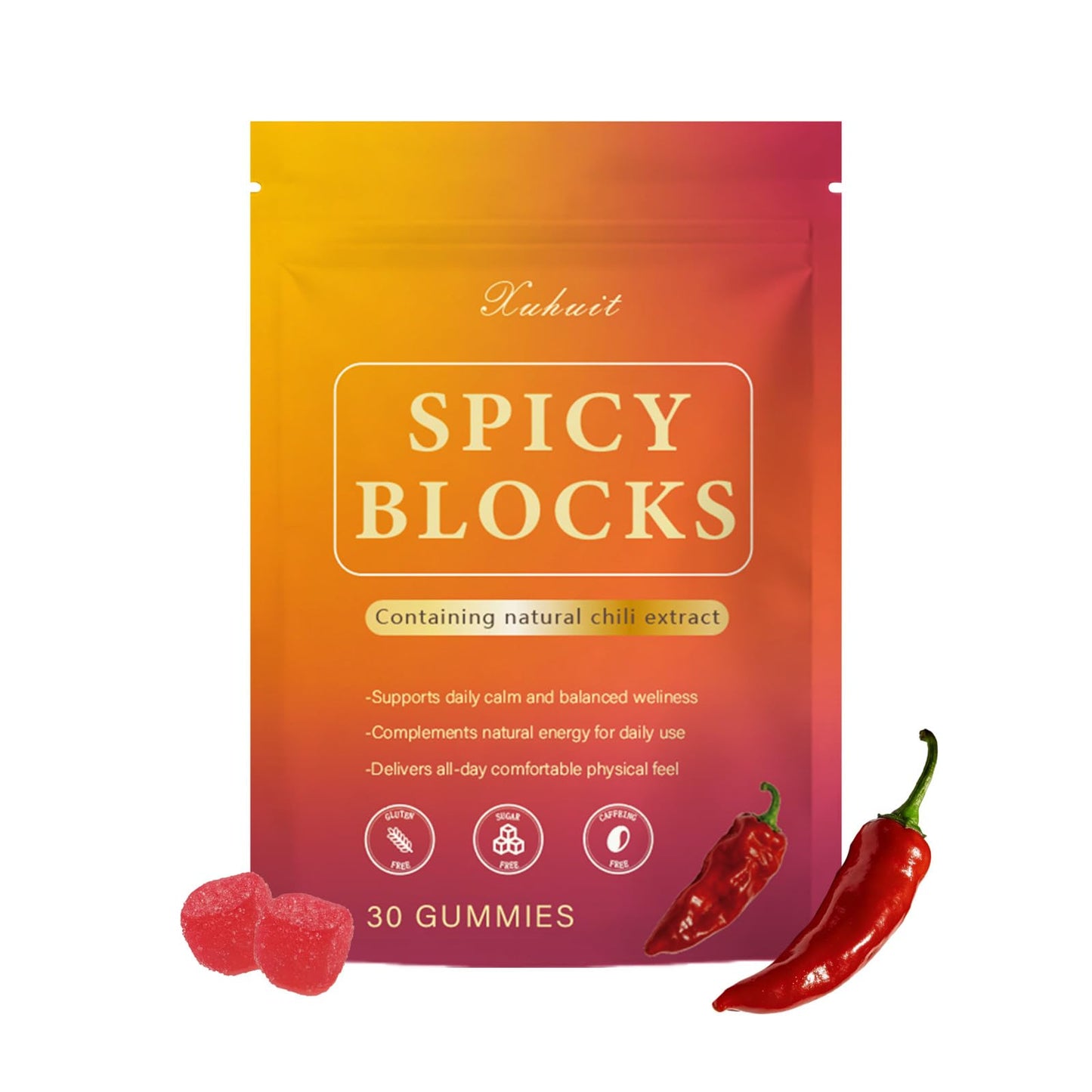 Spicy Blocks for Couples-with Chili Pepper , Maca Root & Epimedium Extract | Supports Emotional Warmth & Daily Comfort | Peach Flavor, Mild Spicy Kick, Vegan-Friendly, No Artificial Additives (1) - dailyvitalstore
