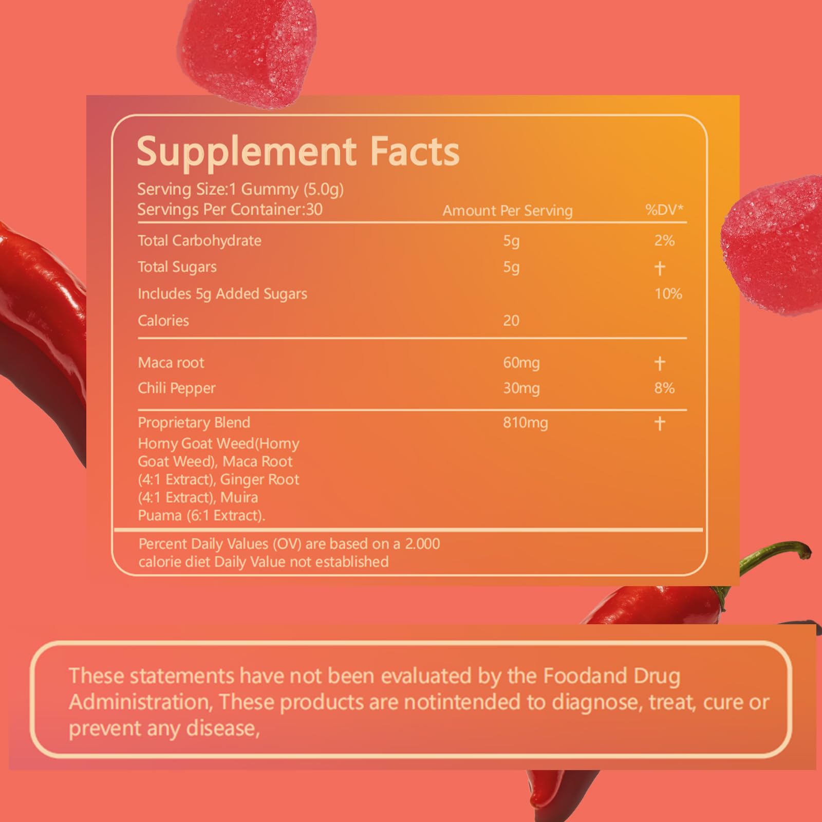 Spicy Blocks for Couples-with Chili Pepper , Maca Root & Epimedium Extract | Supports Emotional Warmth & Daily Comfort | Peach Flavor, Mild Spicy Kick, Vegan-Friendly, No Artificial Additives (1) - dailyvitalstore