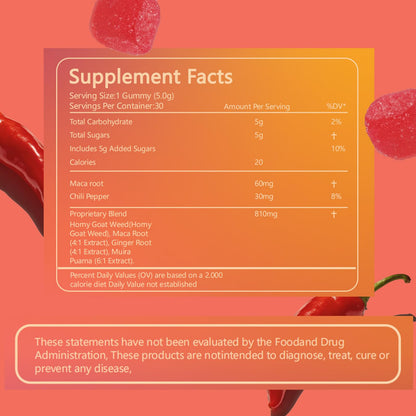 Spicy Blocks for Couples-with Chili Pepper , Maca Root & Epimedium Extract | Supports Emotional Warmth & Daily Comfort | Peach Flavor, Mild Spicy Kick, Vegan-Friendly, No Artificial Additives (1) - dailyvitalstore