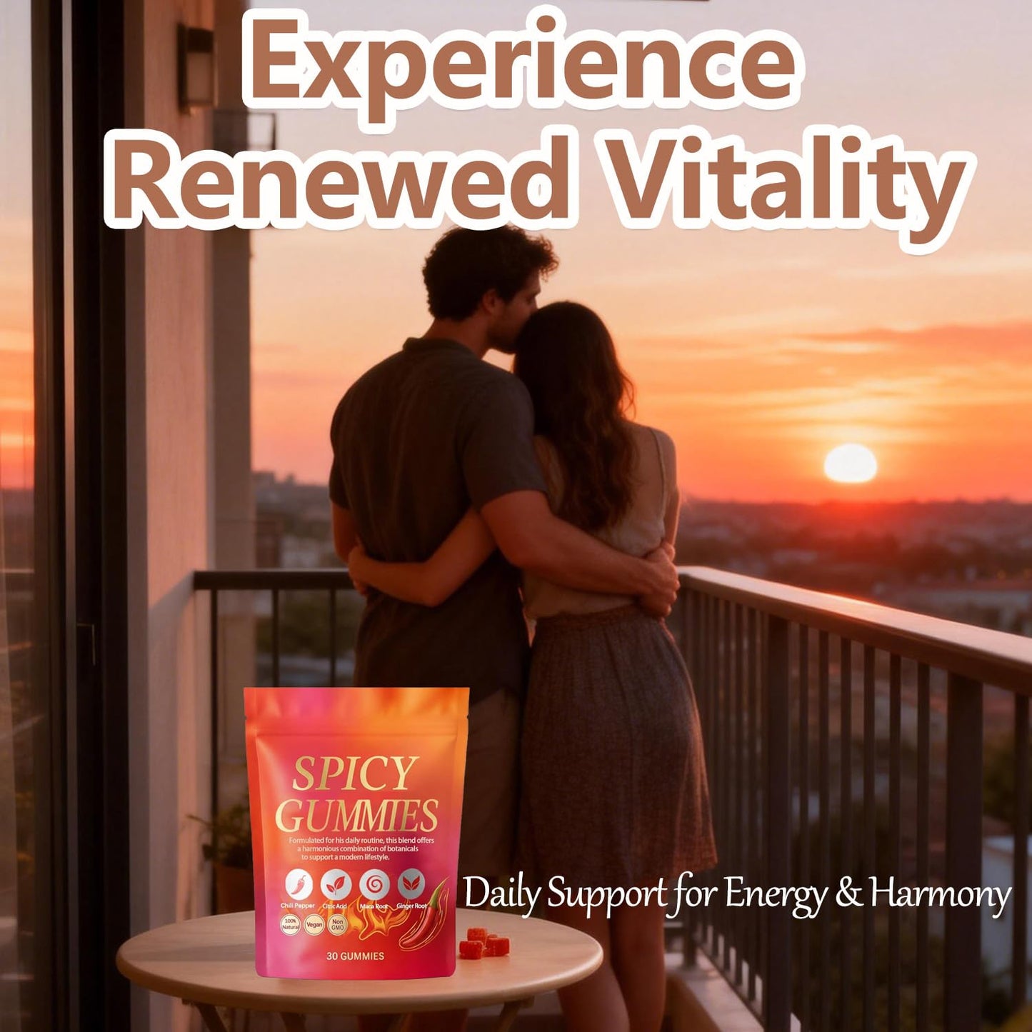 Spicy Gummy, Hot Peach Gummies – Natural Chili Flavor, Promote Calmness and Intimacy Wellness, 30 Gummies - dailyvitalstore