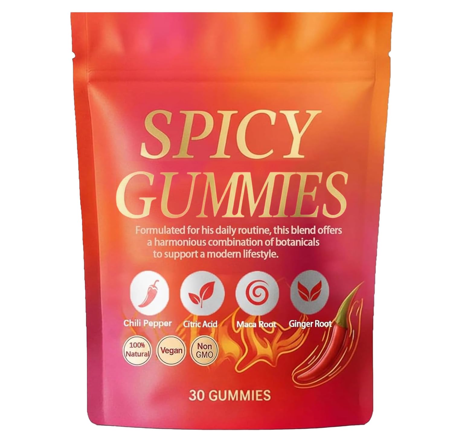 Spicy Square Gummy, Hot Peach Gummies – Natural Chili Flavor, 30 Gummies - dailyvitalstore