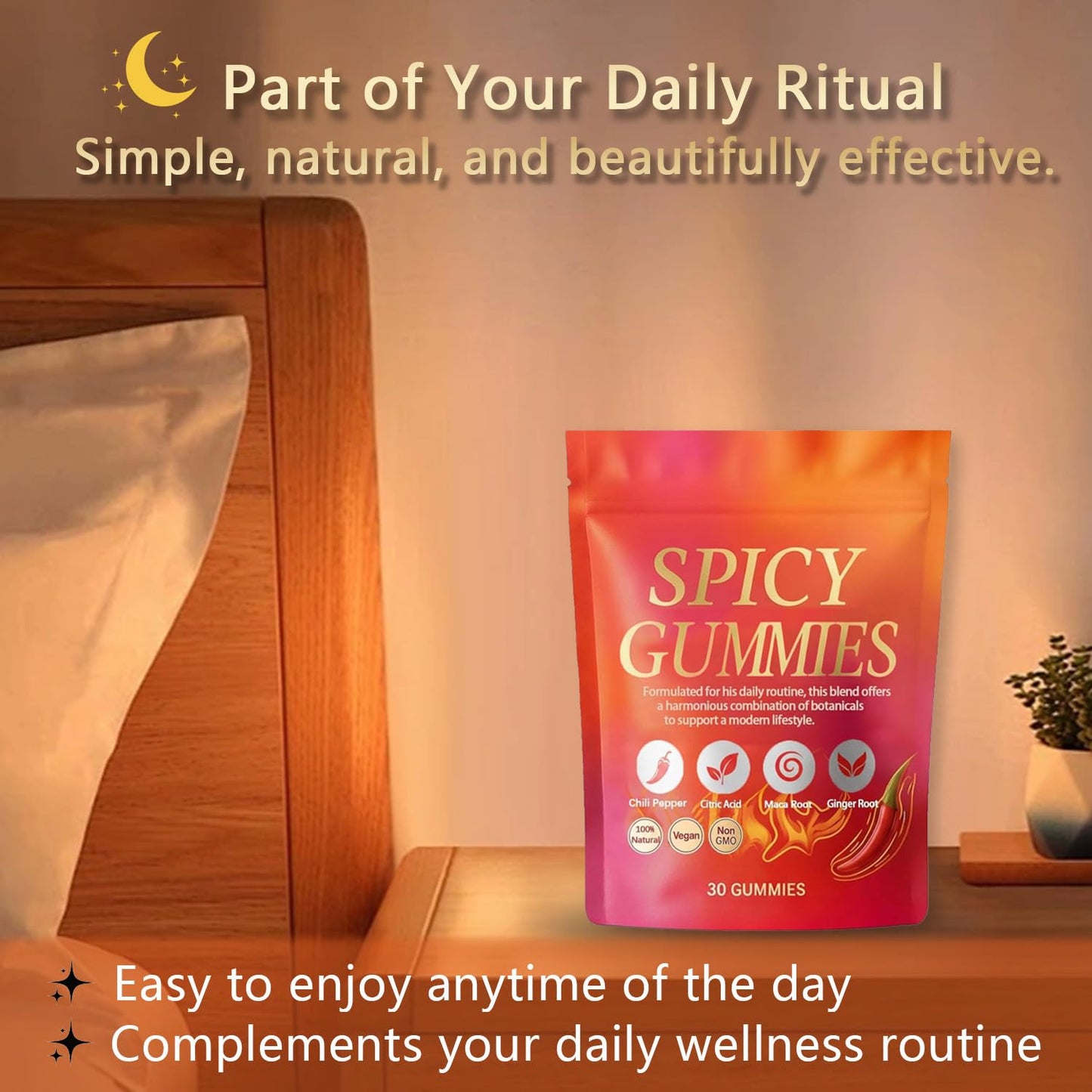 Spicy Square Gummy, Hot Peach Gummies – Natural Chili Flavor, 30 Gummies - dailyvitalstore