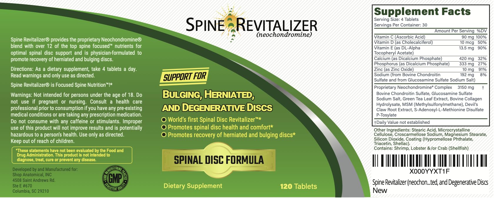 Spine Revitalizer (neochondromine) Back Pain and Neck Pain Support for Bulging, Herniated, and Degenerative Discs - dailyvitalstore