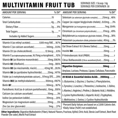 Sport Formula 99 Multivitamin Powder - Drink Mix for Men Women BCAA Amino Acids Won’t Upset Your Stomach - Keto Vegan Multivitamin Fruit Punch - Electrolytes Super B Complex Digestive Enzyme - dailyvitalstore
