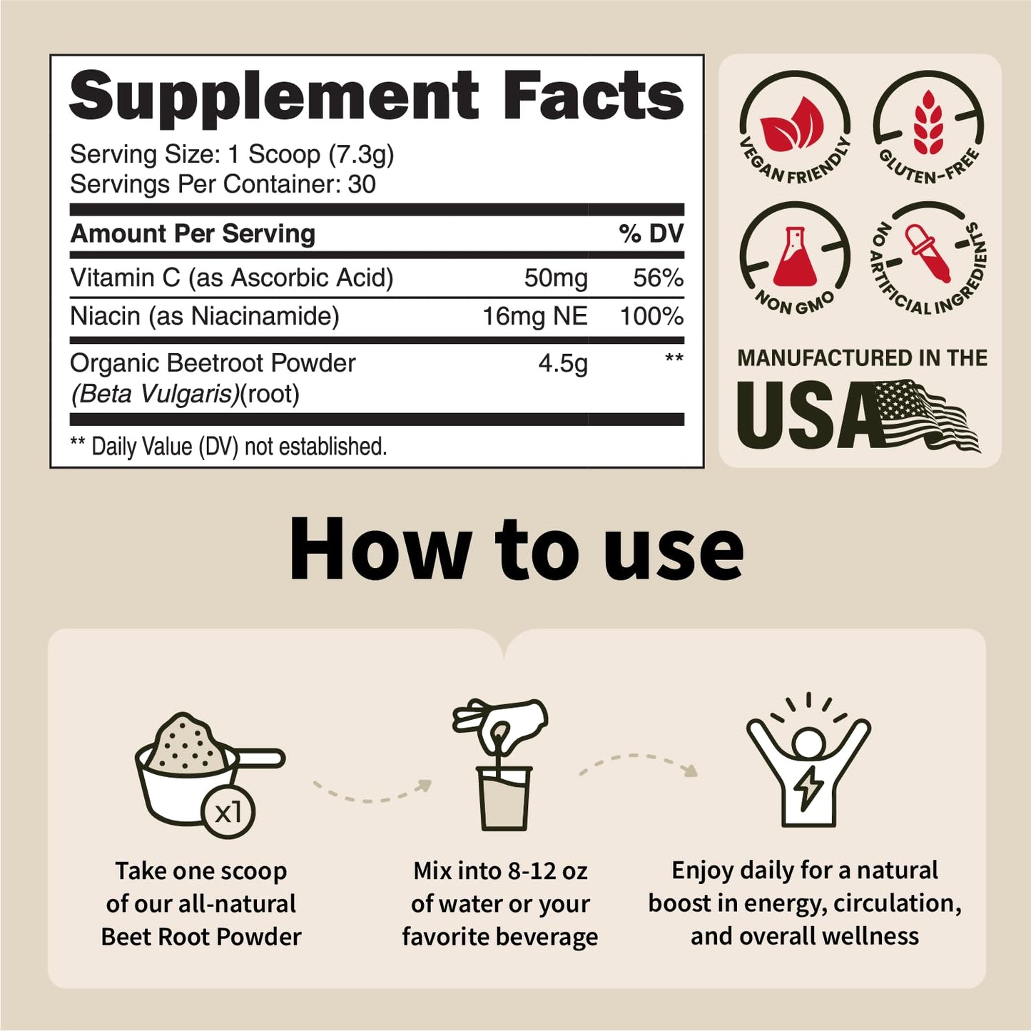 SPORTFOOD Beet Root Powder with Niacinamide & Vitamin C - Superfood for Circulation, Energy, & Stamina | Vegan, Non-GMO, Nitric Oxide Boost for Pre-Workout & Heart Health | Mixed Berry Flavor | 7.7oz - dailyvitalstore