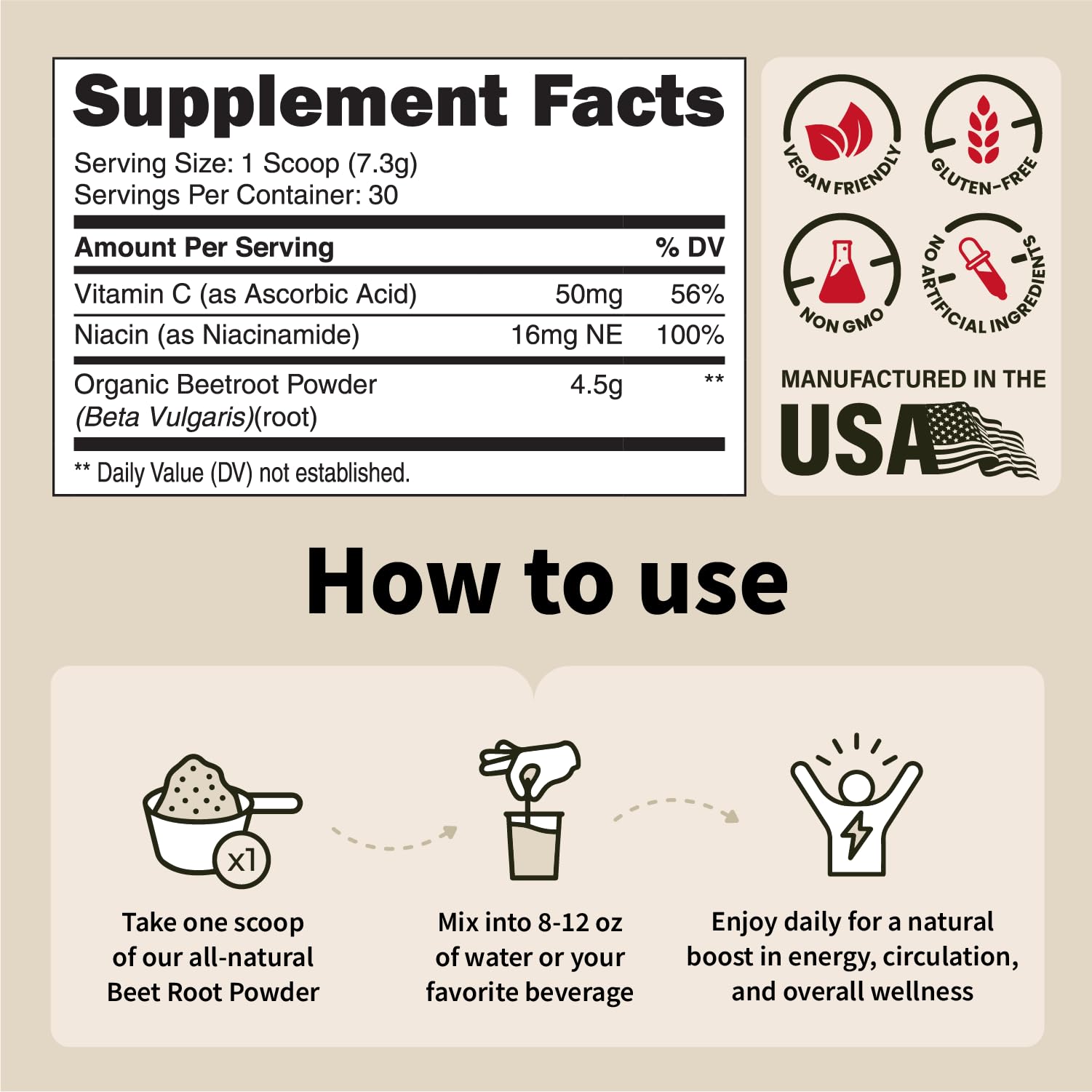 SPORTFOOD Beet Root Powder with Niacinamide & Vitamin C - Superfood for Circulation, Energy, & Stamina | Vegan, Non-GMO, Nitric Oxide Boost for Pre-Workout & Heart Health | Mixed Berry Flavor | 7.7oz - dailyvitalstore