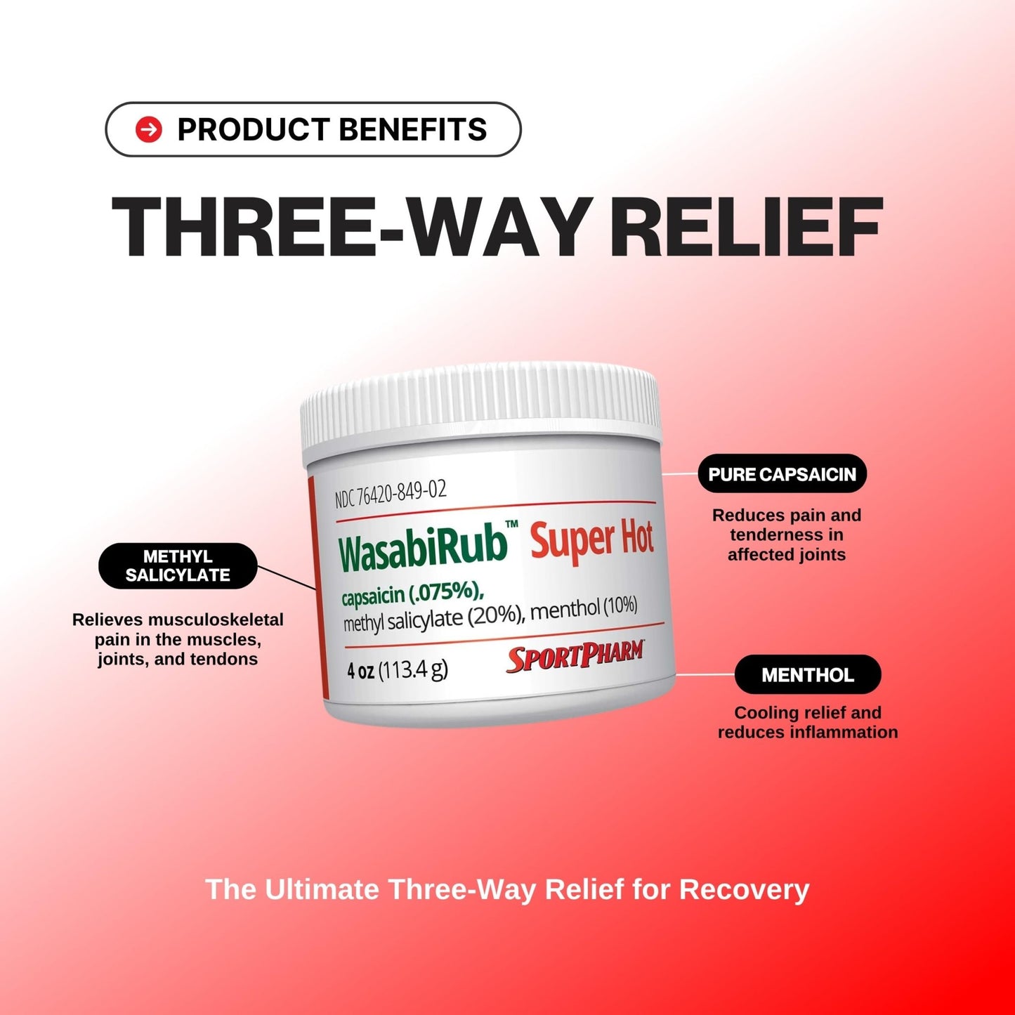 SportPharm WasabiRub Super Hot Sports Topical Pain Relief Gel - dailyvitalstore