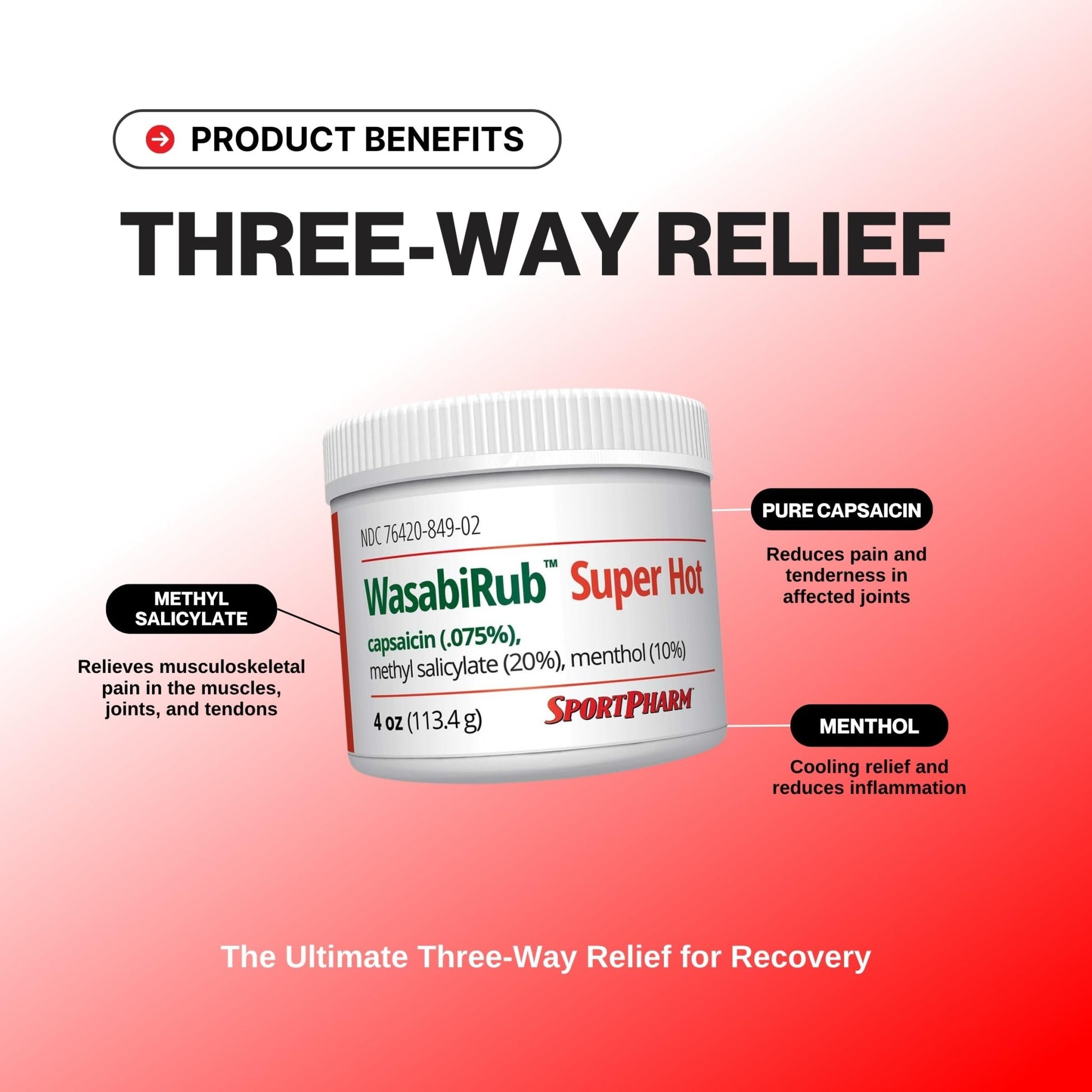 SportPharm WasabiRub Super Hot Sports Topical Pain Relief Gel - dailyvitalstore