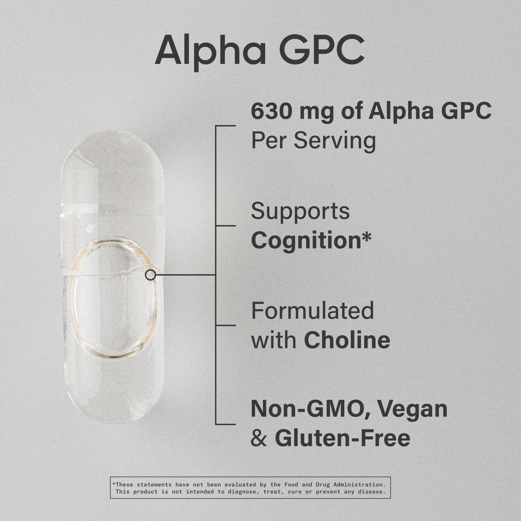 Sports Research® Alpha GPC 630mg (Extra Strength) - Bioavailable Source of Choline - Focus & Cognitive Support for Women & Men - Vegan Certified · Non-GMO · Gluten Free - 60 Liquid Capsules - dailyvitalstore