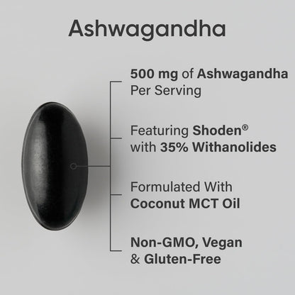 Sports Research® Ashwagandha Softgels with Coconut MCT Oil - Natural Ayurvedic Adaptogen Made with Shoden® Ashwa for Relaxation, Calm & Sleep Support - Gluten Free & Vegan Friendly - 120 Count - dailyvitalstore