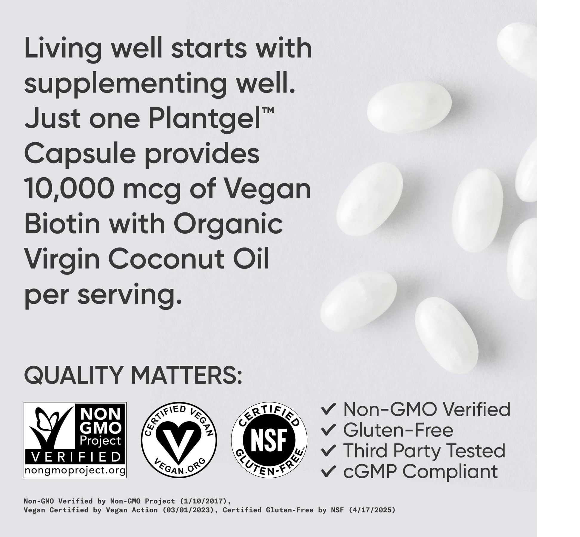 Sports Research® Biotin 10,000mcg with Organic Coconut Oil - Biotin (Vitamin B7) for Healthy Skin and Hair Support* - for Women and Men - Vegan, Non-GMO, Gluten & Soy-Free - 30 Veggie Softgels - dailyvitalstore