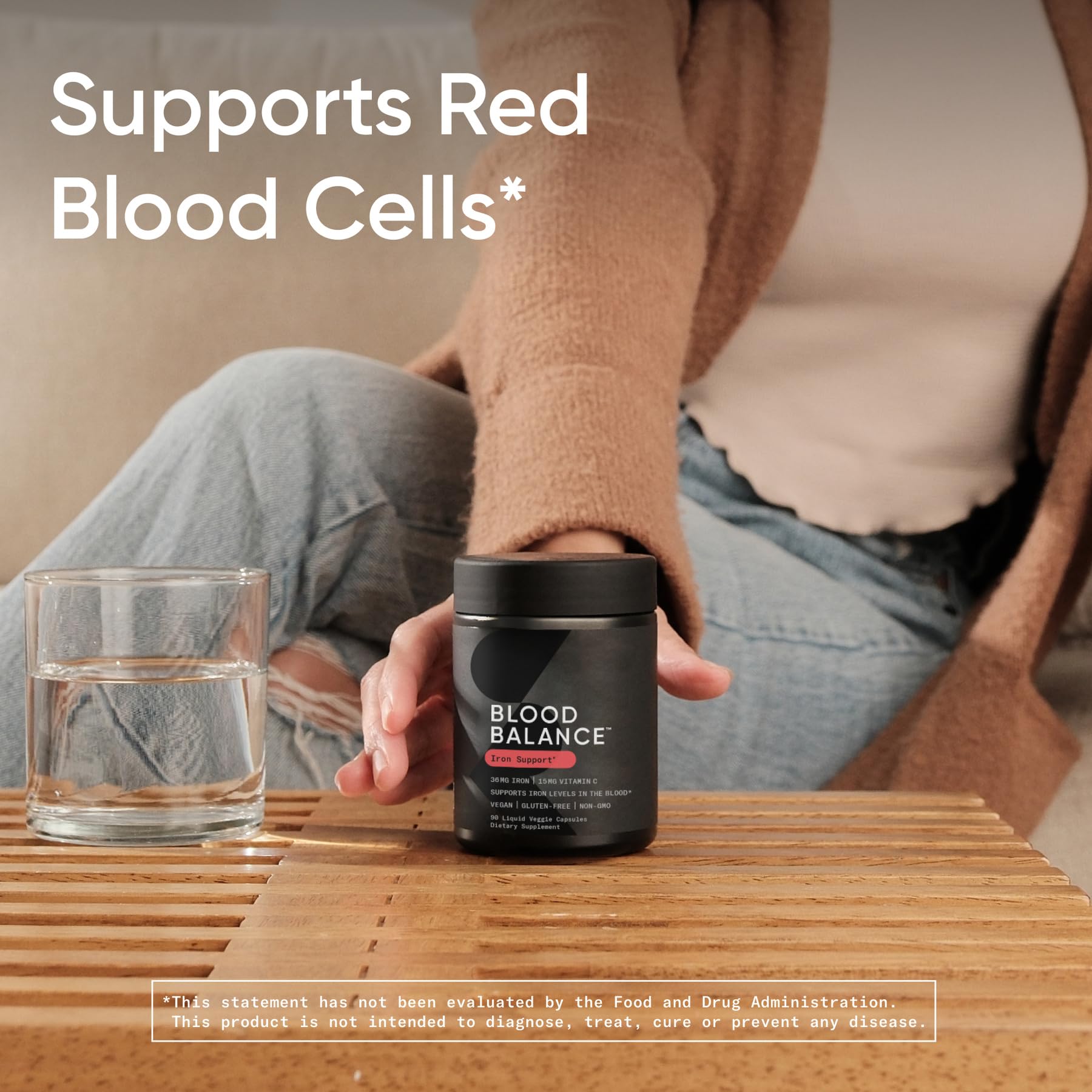 Sports Research® Blood Balance Iron Supplement - 36 MG Iron + Folate & Vitamin C for Absorption - Red Blood Cell Support for Women & Men* - Vegan Certified · Non-GMO · Gluten-Free - 90 Capsules - dailyvitalstore