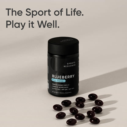 Sports Research Blueberry Capsules - Made from Organic Blueberries with Organic Extra Virgin Olive Oil - Non-GMO & Gluten Free - 60 Liquid Softgels - dailyvitalstore