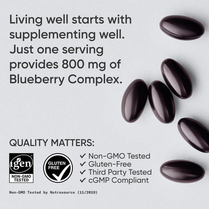Sports Research Blueberry Capsules - Made from Organic Blueberries with Organic Extra Virgin Olive Oil - Non-GMO & Gluten Free - 60 Liquid Softgels - dailyvitalstore