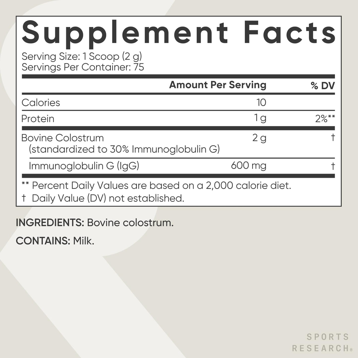 Sports Research® Bovine Colostrum Powder – Easy to Mix, Single Ingredient Superfood – Immunity Support & Gut Health w/IgG Antibodies - U.S. Sourced - dailyvitalstore