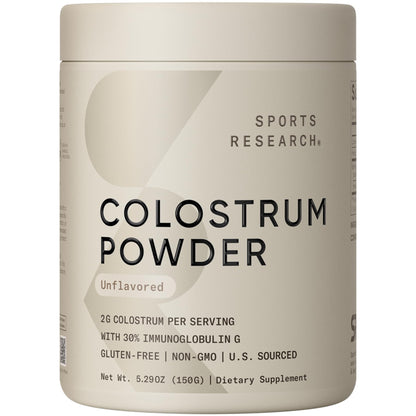 Sports Research® Bovine Colostrum Powder – Easy to Mix, Single Ingredient Superfood – Immunity Support & Gut Health w/IgG Antibodies - U.S. Sourced - dailyvitalstore