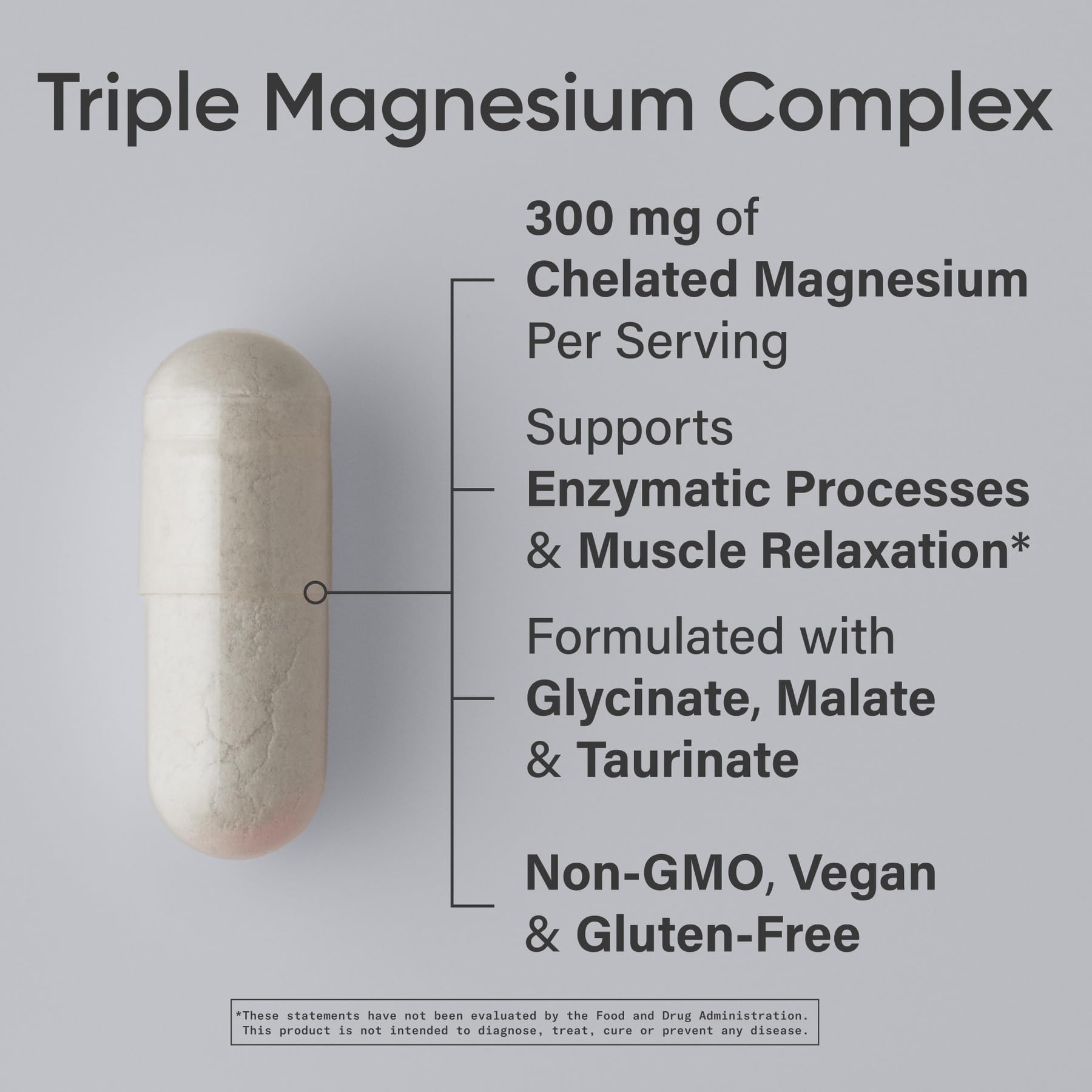 Sports Research® Chelated Triple Magnesium Complex with Glycinate, Taurinate & Malate (Chelamax®) for Enhanced Bioavailability* - 300 mg per Serving, Non-GMO, Certified Vegan, 120 Veggie Capsules - dailyvitalstore