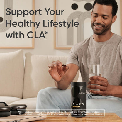 Sports Research CLA - 1250mg with Active Conjugated Linoleic Acid for Men and Women | Non-GMO, Soy & Gluten Free - 95% (180 Softgels)… - dailyvitalstore
