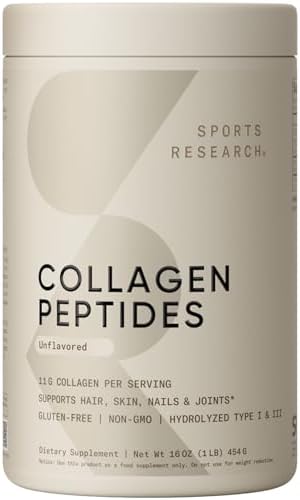 Sports Research® Collagen Peptides for Women & Men Hydrolyzed Type 1 & 3 Protein Supplement Easy Mixing Vital Nutrients Proteins and Vegan Biotin 10,000mcg Max Strength B7 120 Softgels (4 Month Supply - dailyvitalstore