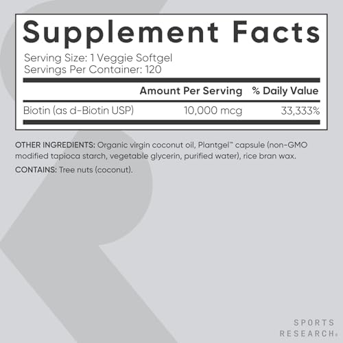 Sports Research® Collagen Peptides for Women & Men Hydrolyzed Type 1 & 3 Protein Supplement Easy Mixing Vital Nutrients Proteins and Vegan Biotin 10,000mcg Max Strength B7 120 Softgels (4 Month Supply - dailyvitalstore