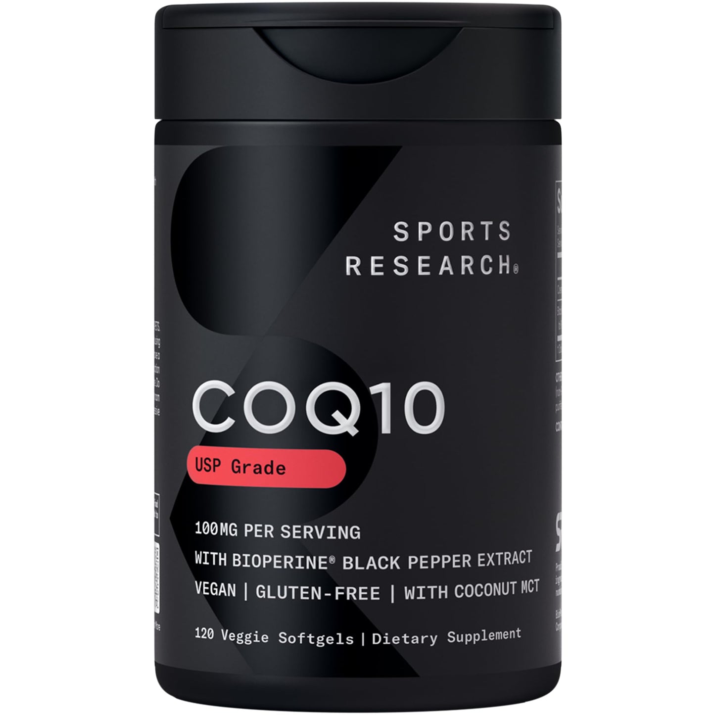 Sports Research CoQ10 (100mg) Enhanced w/Coconut Oil & Bioperine (Black Pepper) for Better Absorption | Vegan Certified, Non-GMO Verified (120 Veggie Softgels) - dailyvitalstore