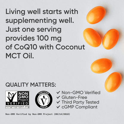 Sports Research CoQ10 (100mg) Enhanced w/Coconut Oil & Bioperine (Black Pepper) for Better Absorption | Vegan Certified, Non-GMO Verified (120 Veggie Softgels) - dailyvitalstore