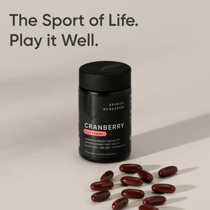 Sports Research® Cranberry Fruit Complex Supplement - Softgels for Urinary Tract Health Support - Made with Pacran®­ & Vitamins C & E - Non-GMO & Gluten Free - 90 Count - dailyvitalstore