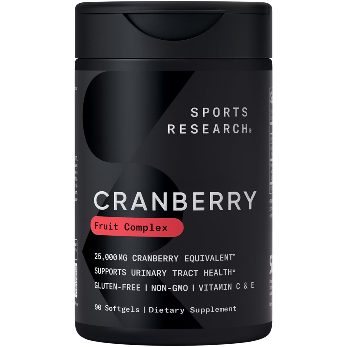 Sports Research® Cranberry Fruit Complex Supplement - Softgels for Urinary Tract Health Support - Made with Pacran®­ & Vitamins C & E - Non-GMO & Gluten Free - 90 Count - dailyvitalstore