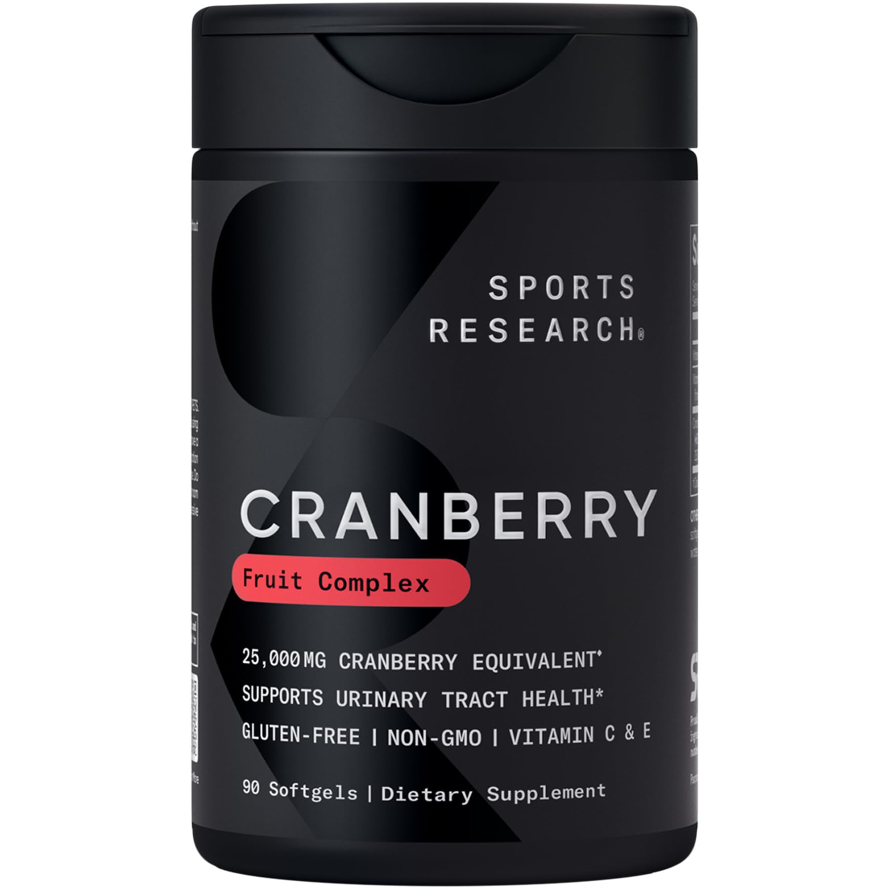 Sports Research® Cranberry Fruit Complex Supplement - Softgels for Urinary Tract Health Support - Made with Pacran®­ & Vitamins C & E - Non-GMO & Gluten Free - 90 Count - dailyvitalstore