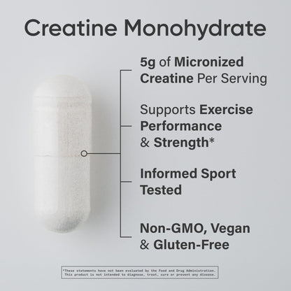 Sports Research® Creatine Monohydrate Capsules - Supports Workout Recovery, Lean Muscle gain, Performance and Strength* - Non-GMO, Vegan Certified - 5g per Servings - 30 Servings - dailyvitalstore