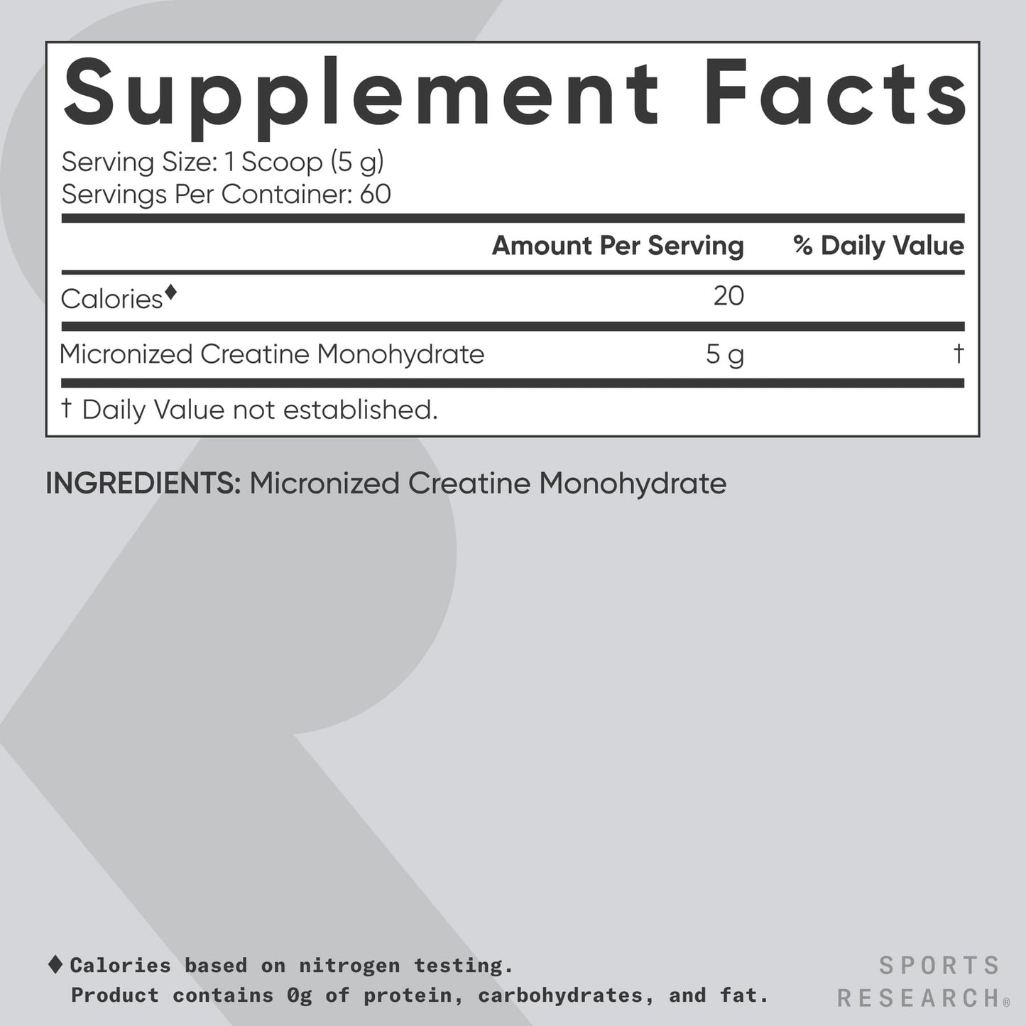Sports Research Creatine Monohydrate - Gain Lean Muscle, Improve Performance and Strength and Support Workout Recovery - 5 g Micronized Creatine - 10.58 oz - dailyvitalstore