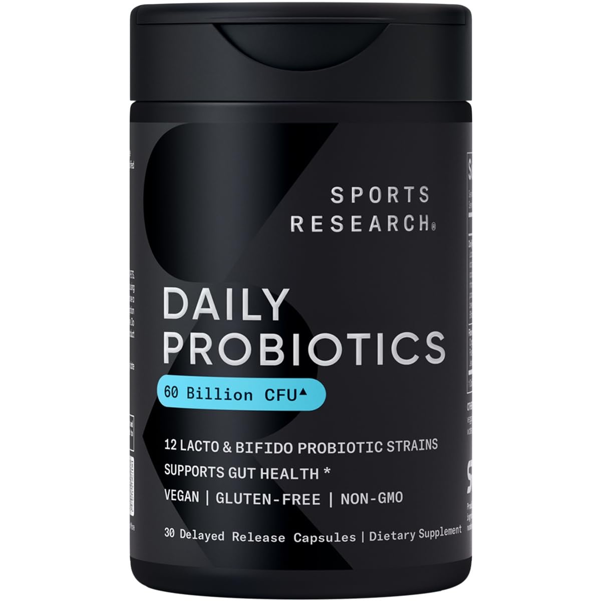 Sports Research Daily Probiotics with Prebiotics, 60 Billion CFU - Vegan Capsules for Gut Health & Digestive Support, Probiotics for Women & Men - Non-GMO Verified & Gluten Free - 30 Count - dailyvitalstore