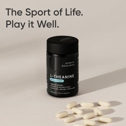Sports Research Double Strength L-Theanine Supplement - Suntheanine Softgels for Focus, Relaxation & Alertness - Non-Drowsy Support Made with Coconut Oil, Non-GMO & Gluten Free - 200mg, 60 Count - dailyvitalstore