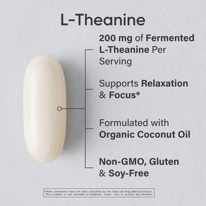 Sports Research Double Strength L-Theanine Supplement - Suntheanine Softgels for Focus, Relaxation & Alertness - Non-Drowsy Support Made with Coconut Oil, Non-GMO & Gluten Free - 200mg, 60 Count - dailyvitalstore