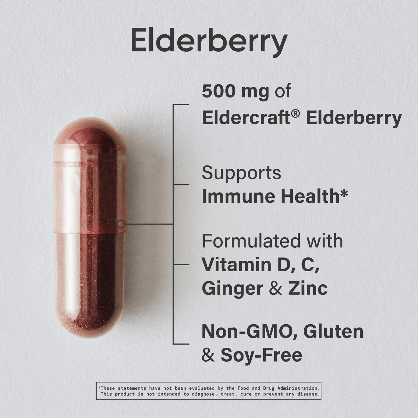 Sports Research® Elderberry Immune Support with Zinc, Ginger, Vitamin C & D3 - Vegan Friendly · Non-GMO · Gluten Free - 60 Veggie Capsules - dailyvitalstore
