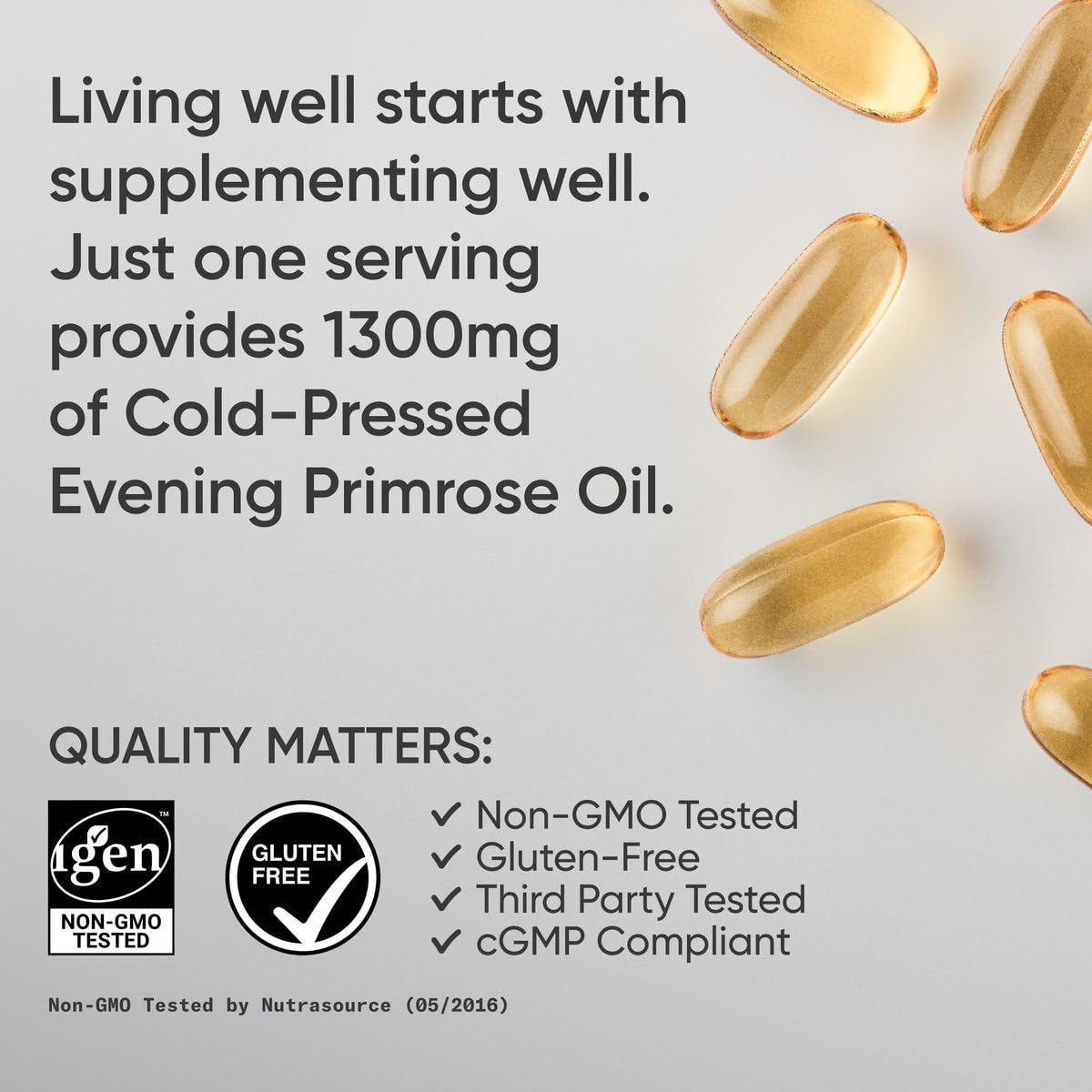 Sports Research Evening Primrose Supplement from Cold Pressed Oil - Softgels for Women’s Health & Skin Health - Gluten Free & Non-GMO GLA - High Potency 1300mg, 120 Count - dailyvitalstore