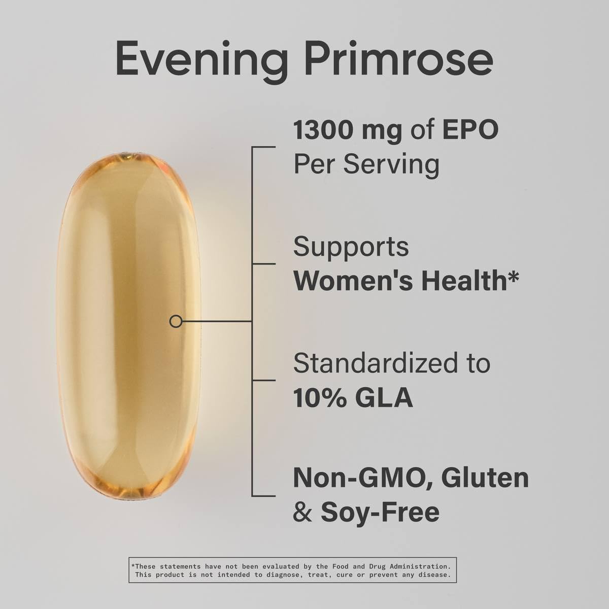 Sports Research Evening Primrose Supplement from Cold Pressed Oil - Softgels for Women’s Health & Skin Health - Gluten Free & Non-GMO GLA - High Potency 1300mg, 120 Count - dailyvitalstore