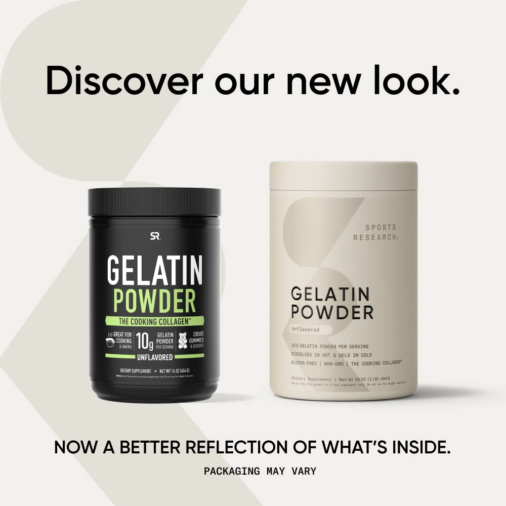 Sports Research Gelatin Collagen Cooking Powder - Sourced from Pasture Raised Cows | Great for Cooking and Baking - Certified Keto Friendly and Non-GMO - dailyvitalstore