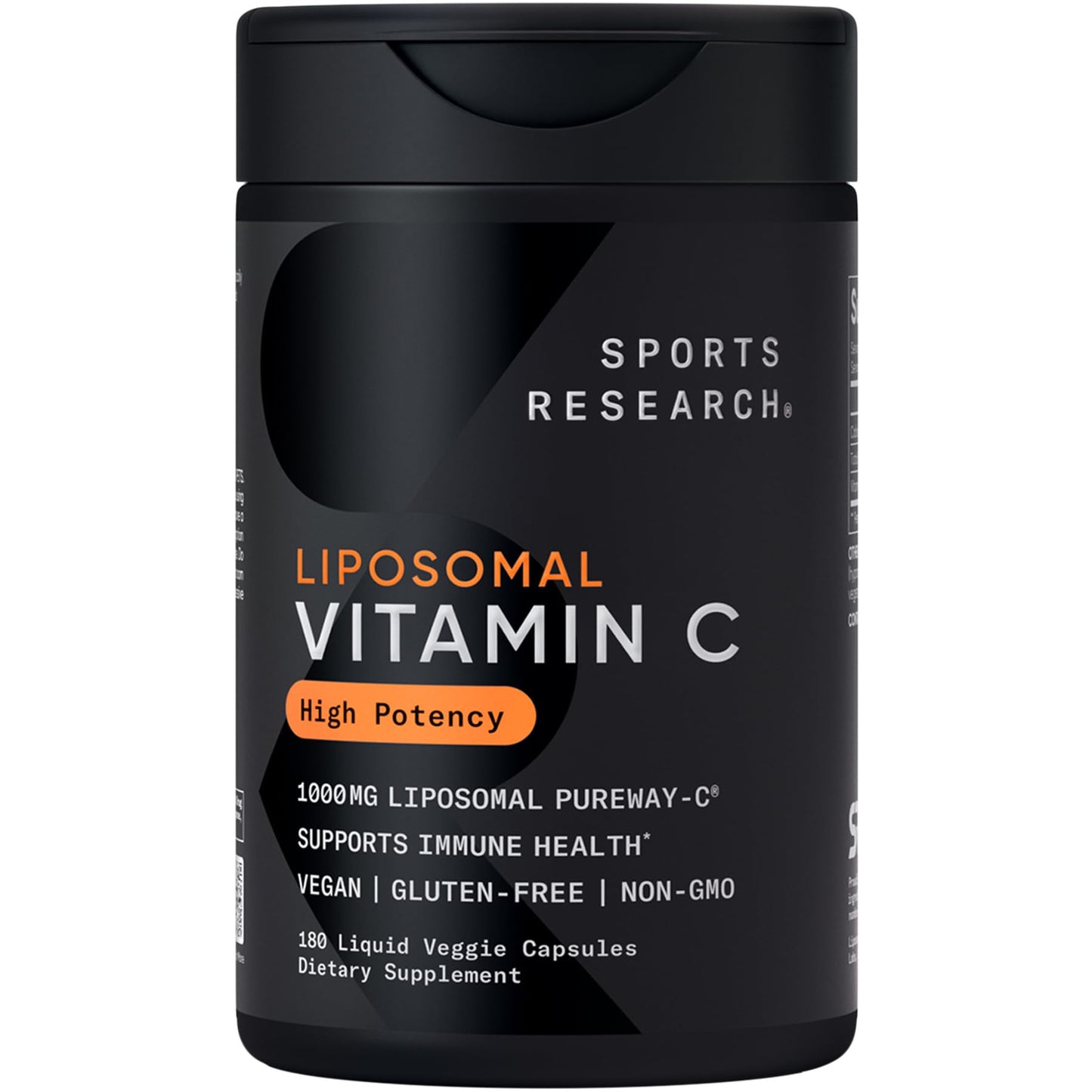 Sports Research® High Potency Liposomal Vitamin C Supplement 1000 mg – Certified Vegan, Non-GMO, Gluten Free | Antioxidant & Immune Support | Ascorbic Acid Vitamin C | 180 Liquid Veggie Capsules - dailyvitalstore