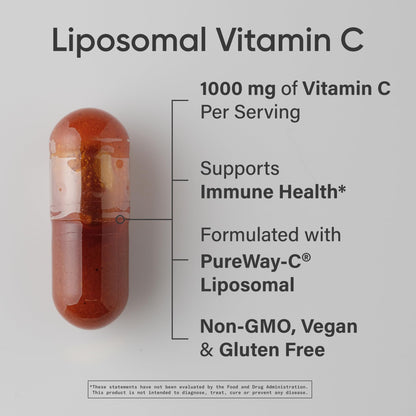 Sports Research® High Potency Liposomal Vitamin C Supplement 1000 mg – Certified Vegan, Non-GMO, Gluten Free | Antioxidant & Immune Support | Ascorbic Acid Vitamin C | 180 Liquid Veggie Capsules - dailyvitalstore